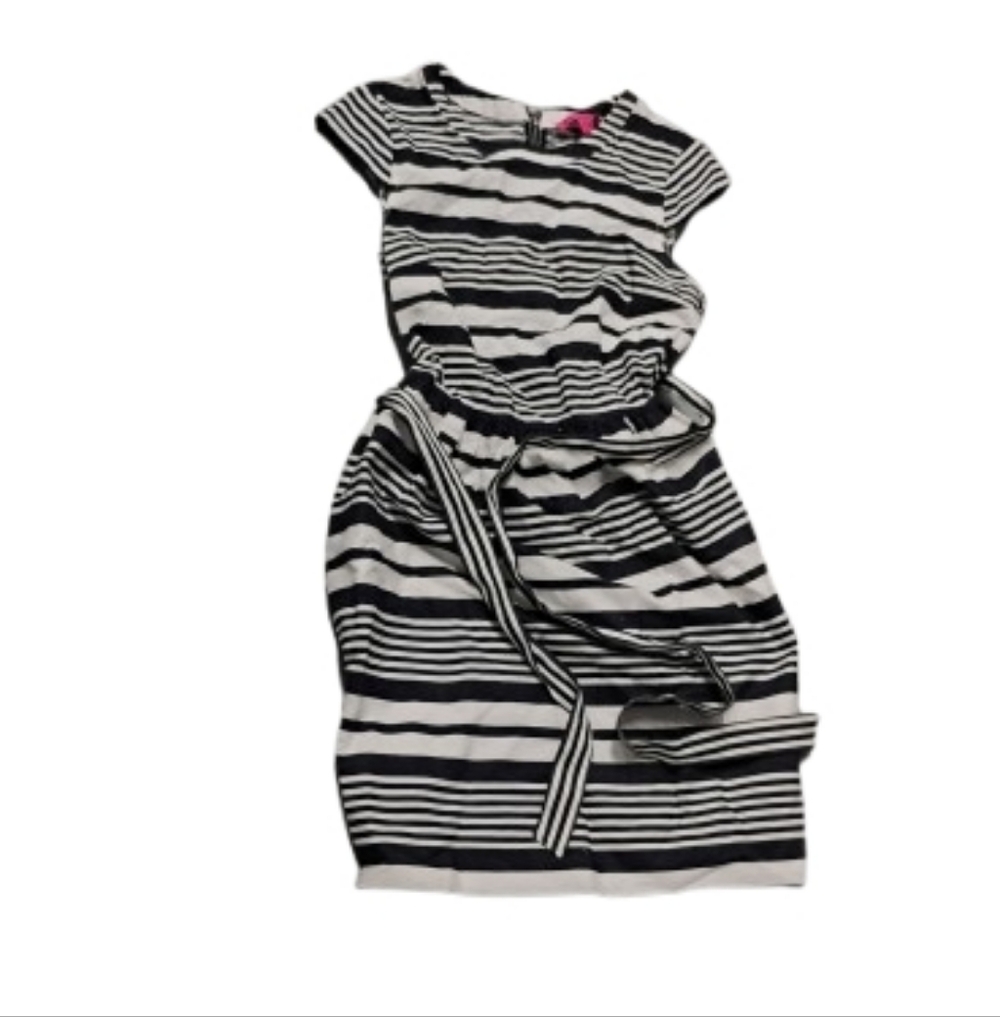 Betsey Johnson Striped Chambray Cap Sleeve Dress Sz 8